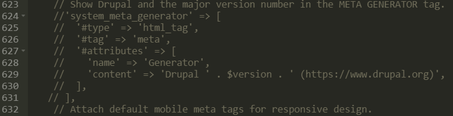 如何删除Drupal9的 Generator  meta元标签